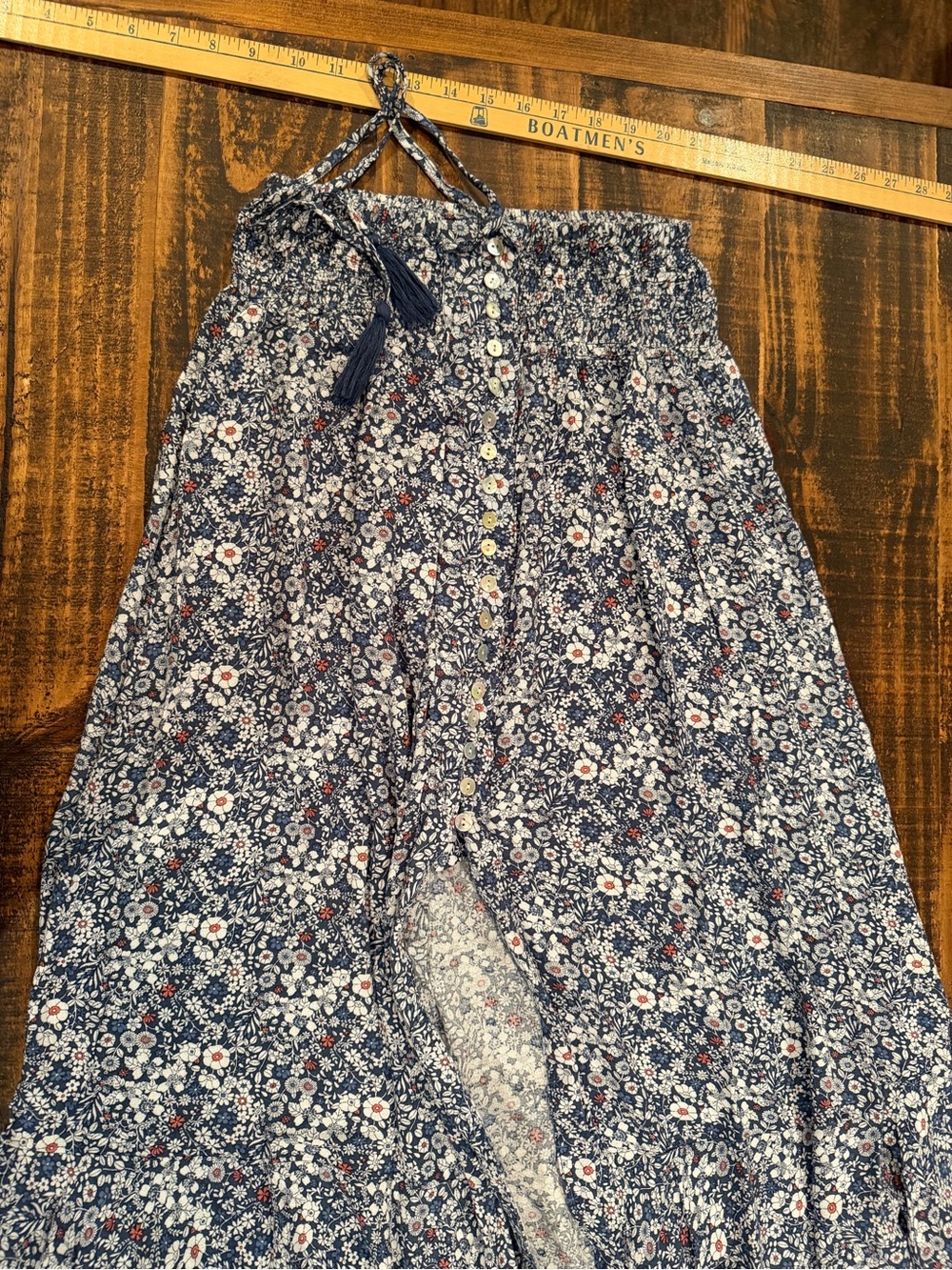 Rachel Zoe Blue Floral Maxi Skirt with Tassel Drawstring - Picture 5 of 7